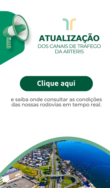 Atualização dos canais de tráfego da Arteris. Clique aqui e saiba onde consultar as condições das nossas rodovias em tempo real.